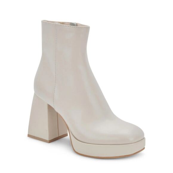 Dolce Vita Womens 10 Ulyses Platform Bootie in Ivory Leather NEW - Picture 1 of 10